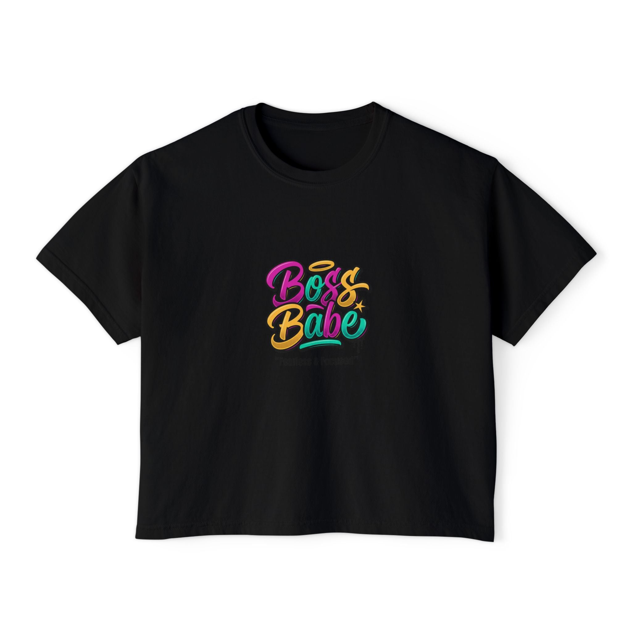 Boss Babe Boxy Tee — "Fearless & Focused" Graphic Cropped T‑Shirt