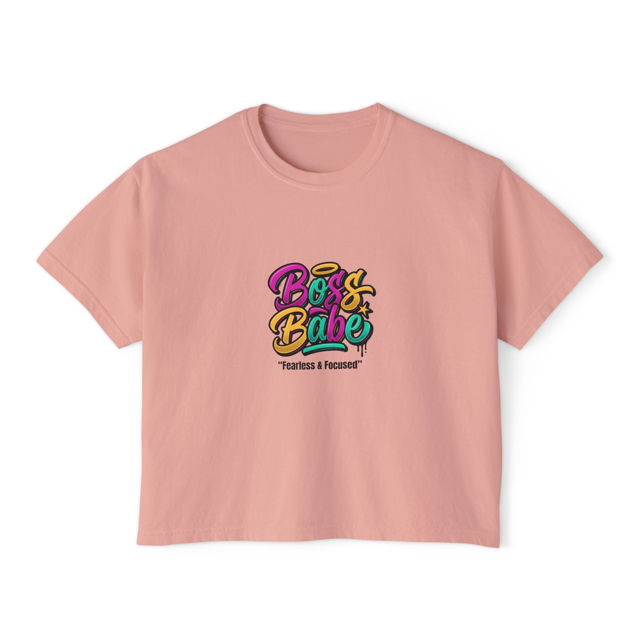 Boss Babe Boxy Tee — "Fearless & Focused" Graphic Cropped T‑Shirt