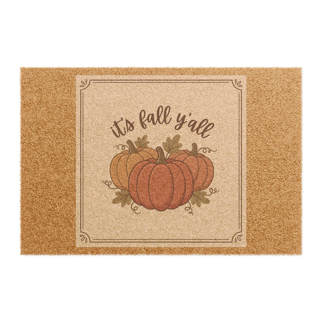 Fall Y'all Doormat — Rustic Pumpkin Autumn Welcome Mat