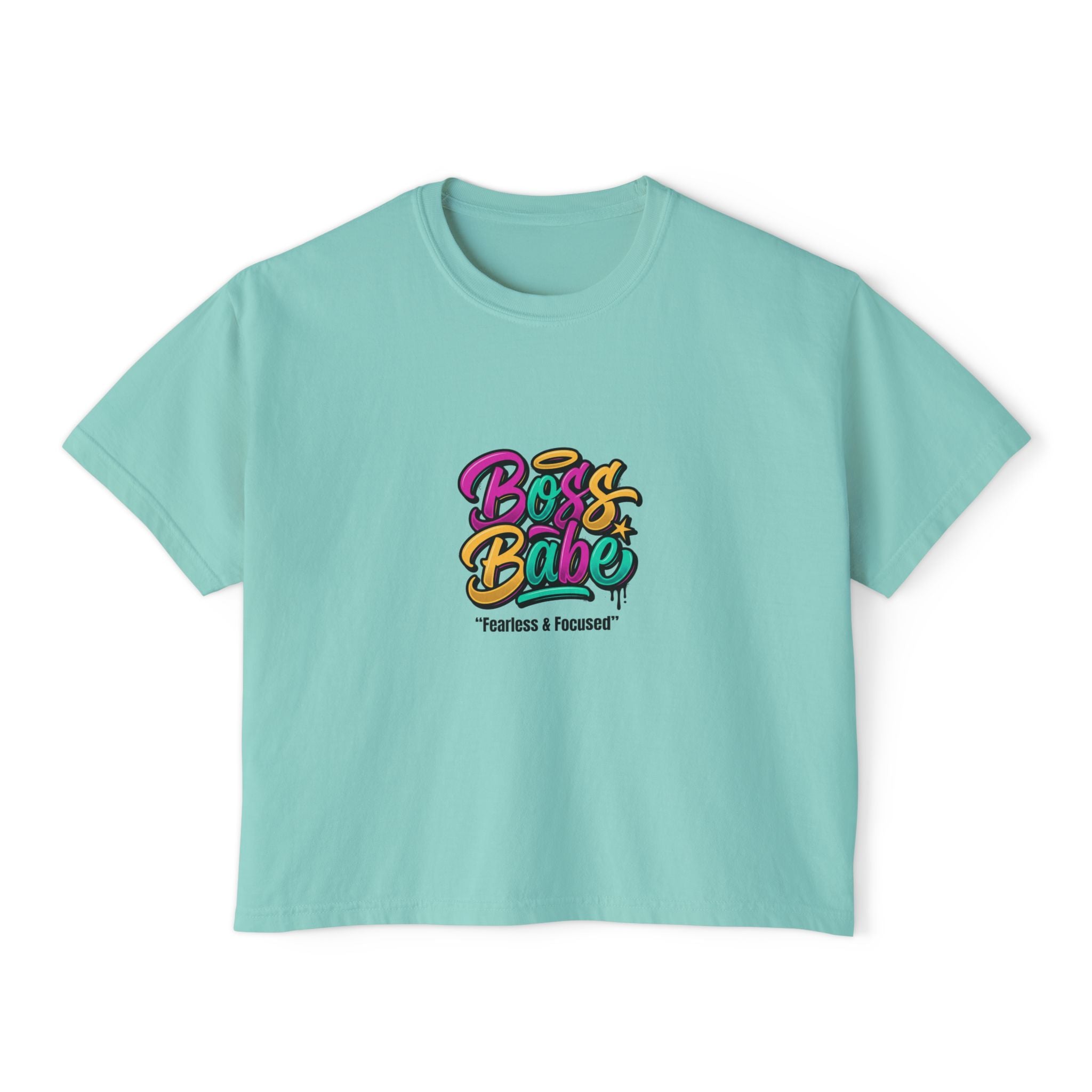 Boss Babe Boxy Tee — "Fearless & Focused" Graphic Cropped T‑Shirt