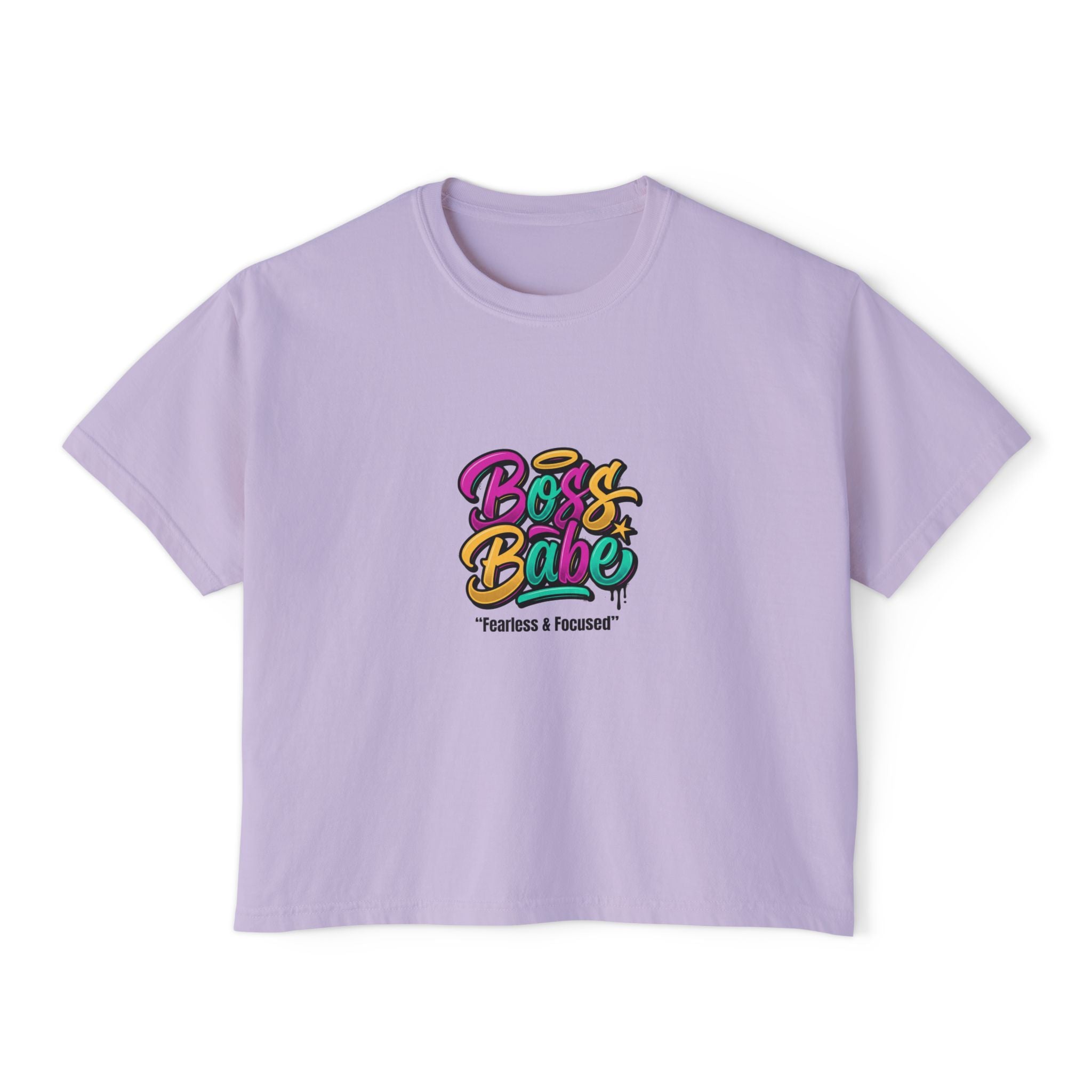 Boss Babe Boxy Tee — "Fearless & Focused" Graphic Cropped T‑Shirt