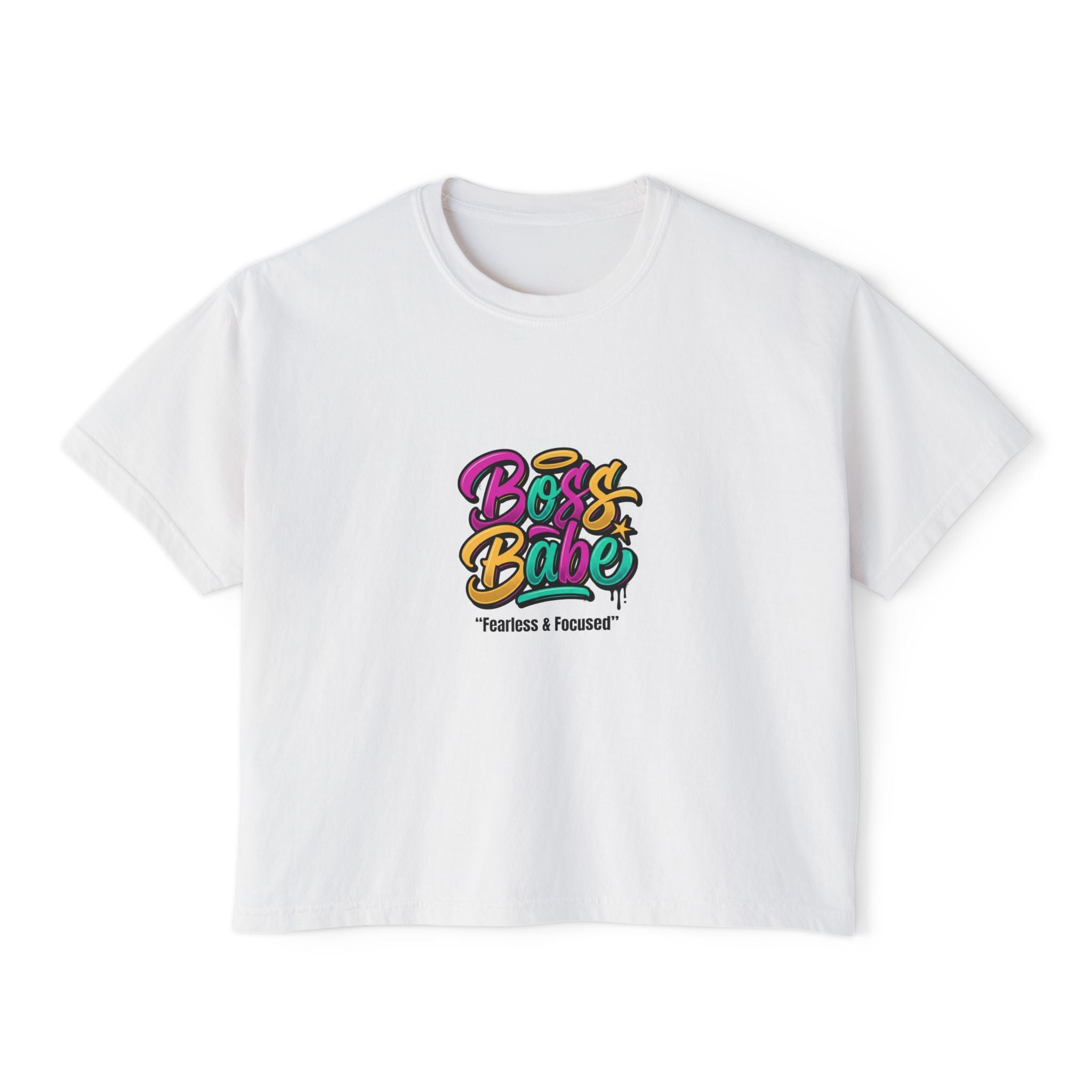 Boss Babe Boxy Tee — "Fearless & Focused" Graphic Cropped T‑Shirt