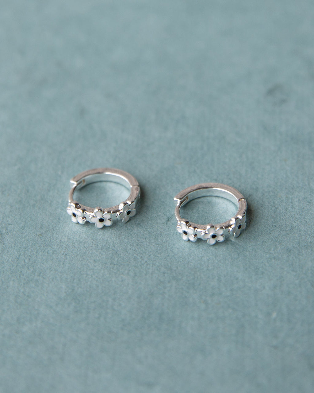 Silver In Bloom Huggie Hoop