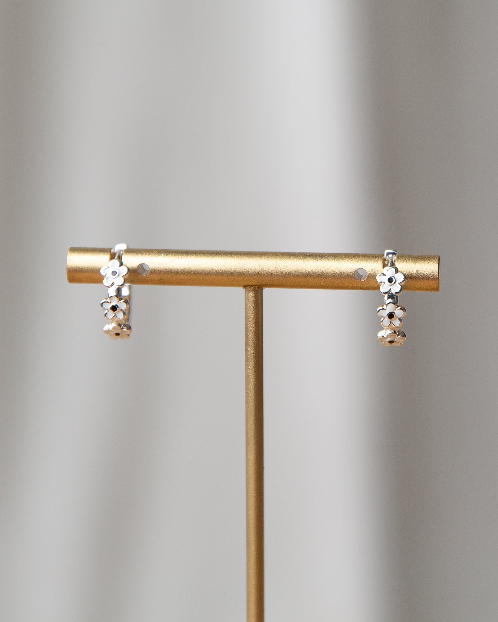 Silver In Bloom Huggie Hoop