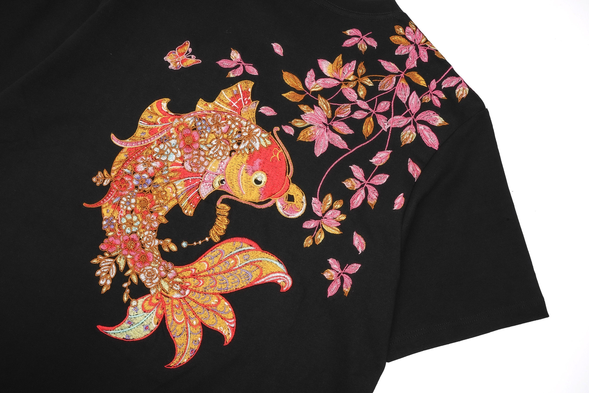 ET522 Gold Coin Koi Embroidered Tee