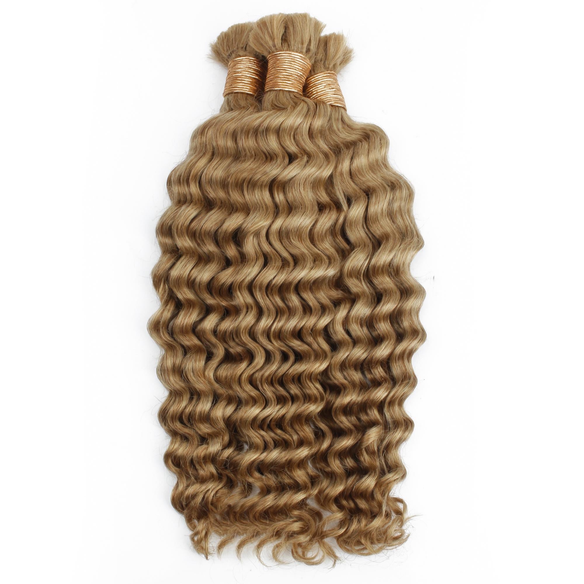 Honey Blonde Deep Wave 27 Bulk 100% Human Braiding Hair