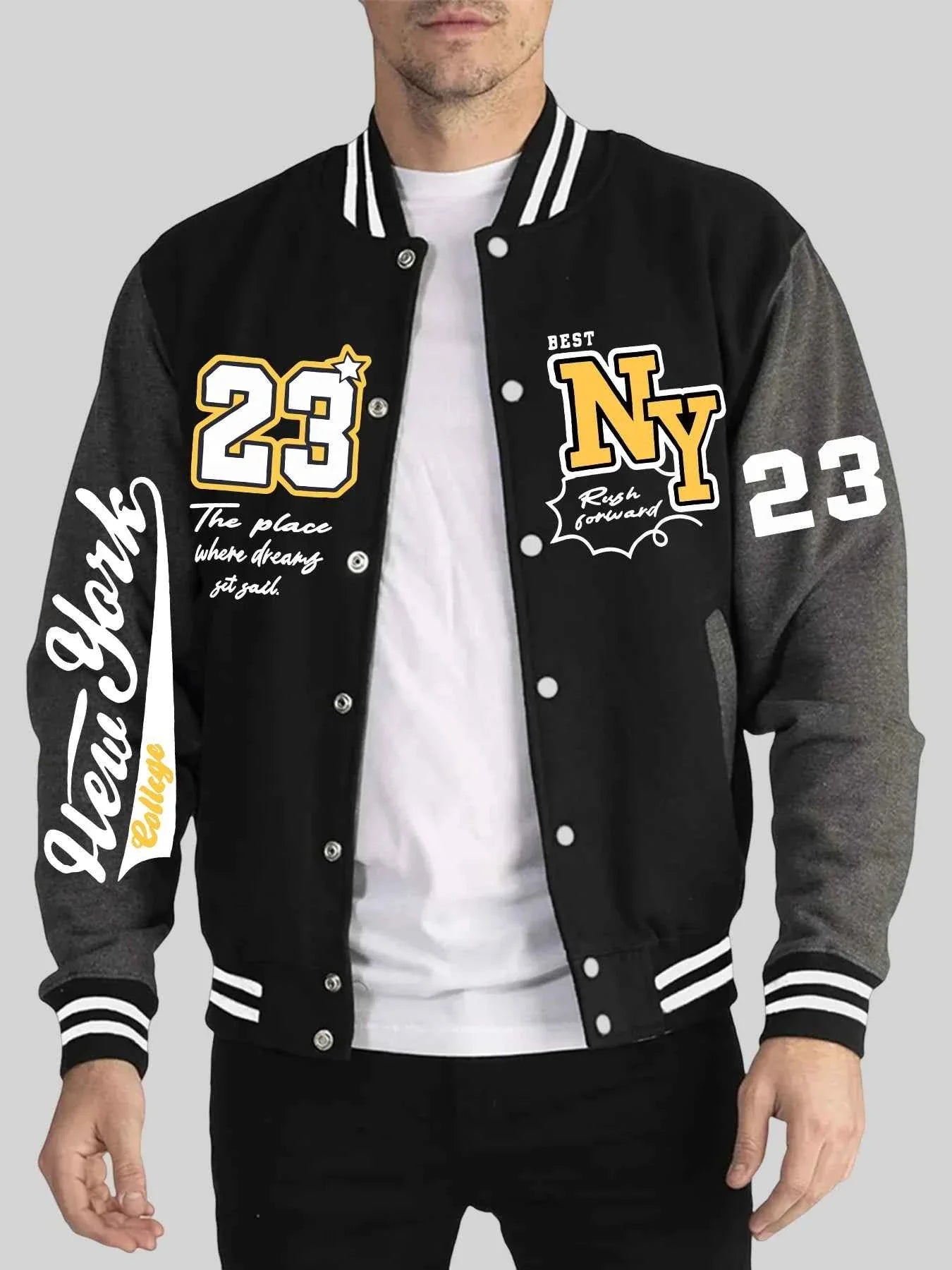 New York Art Letter 23 Print Man Veste Sport Loose Clothing Autumn Winter Baseball Jersey Warm Trendy Jacket Fashion Street Top
